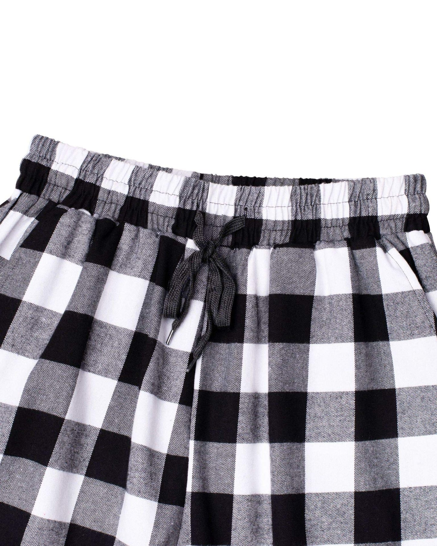 Alimens & Gentle Mens Heavyweight Flannel Plaid Pajama Pants 100% Cotton Sleep Lounge Pant White Black Medium