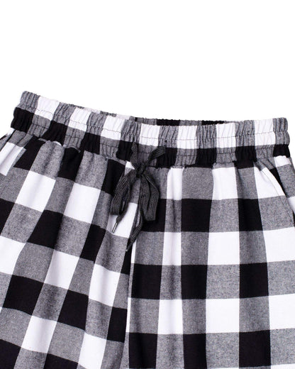 Alimens & Gentle Mens Heavyweight Flannel Plaid Pajama Pants 100% Cotton Sleep Lounge Pant White Black Medium