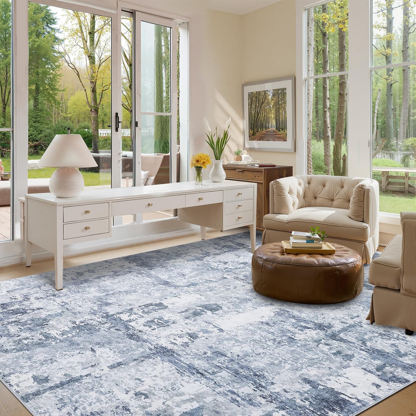 GarveeHome Large Area Rugs 10x14 for Living Room, Abstract Washable Rug Modern Non Slip Floor Mat Carpet Indoor Thin Accent Rug for Bedroom Dining Room Playroom Nursery Home Decor