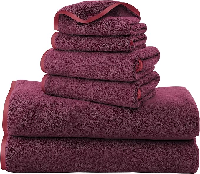 TENSTARS Microfiber Coral Velvet Luxury Silk Hemming Towel Set