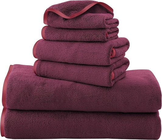 TENSTARS Microfiber Coral Velvet Luxury Silk Hemming Towel Set