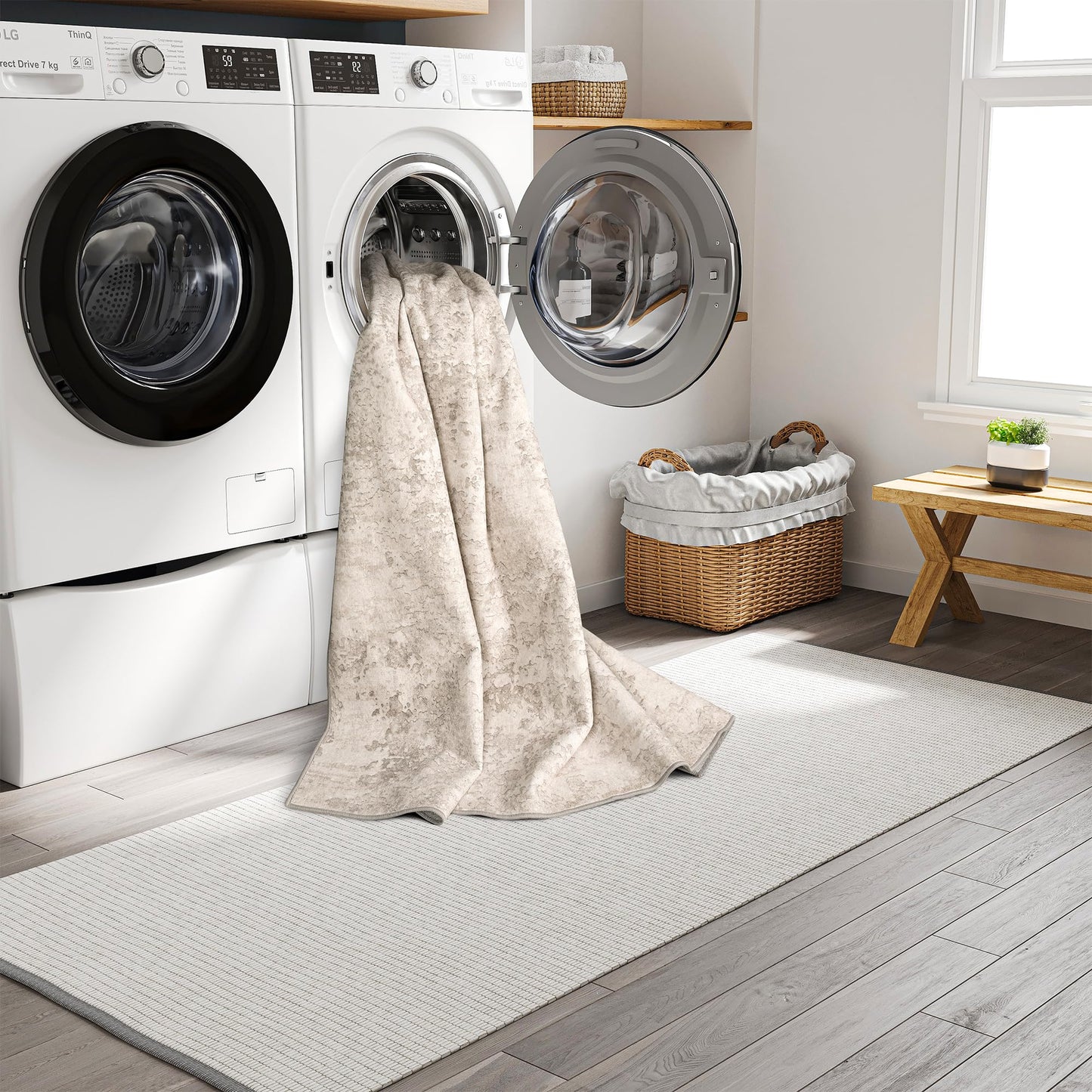 Art&Tuft Washable Rugs 8x10, Anti-Slip Backing Abstract 8x10 Area Rugs for Living Room, Foldable Stain Resistant Machine Washable Area Rug (8'x10', Beige)