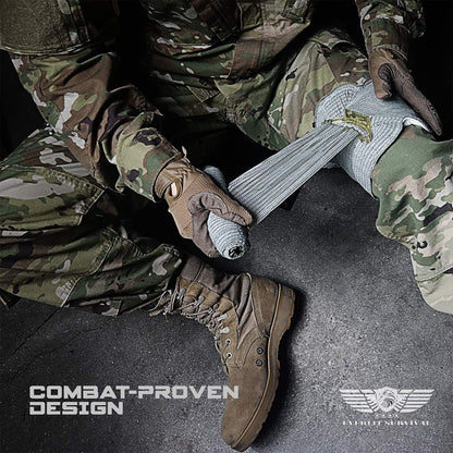 EVERLIT Advanced Emergency Trauma Kit, CAT GEN-7 Tourniquet Mil-Spec Nylon Laser Cut Pouch with 36" Splint, Military Combat Tactical IFAK for First Aid Response Bleeding Control (Coyote Brown)