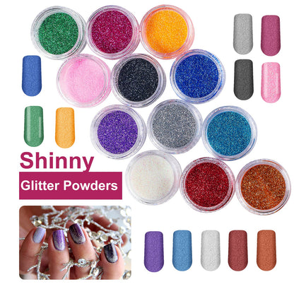 Nail Kit Set Professional Acrylic with Everything, 12 Glitter Acrylic Powder Kit Nails Art Tips Decoration, DIY Nail Art Tool and Supplies for Beginners