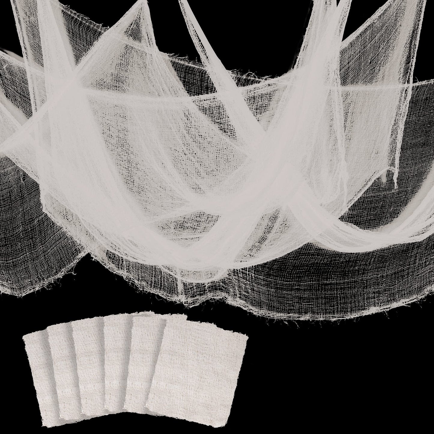 Alpurple 6 PCS Halloween White Creepy Cloth, 30 x 72 Inch Scary Spooky Fabric Cloth, Freaky Loose Weave Creepy Gauze for Halloween Haunted House Party Decoration