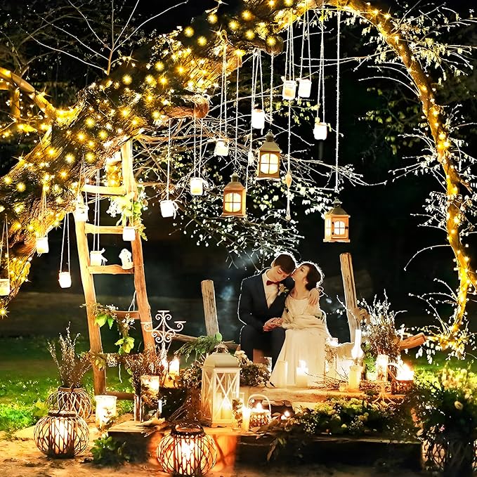 KNONEW 100FT 291 LED Outdoor Fairy Lights Plug in, Christmas Fairy Lights Outdoor Waterproof 8 Modes Memory Times for Wedding Bedroom Walls Garden Trees Decoration(Warm White)