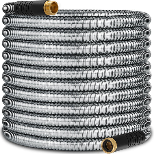 200 ft Stainless Steel Garden Hose - 2026 New Upgraded Metal Water hose - Flexible Water Hoses Pipes with Latex Core, 3/4" Solid Brass Connector - No-Expandable Watering Garden Hoses