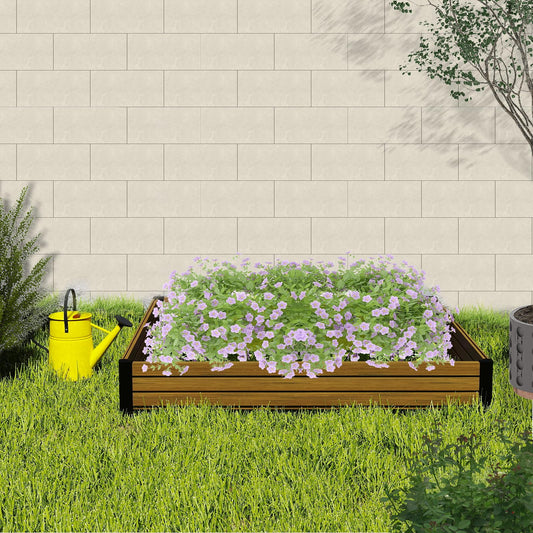 treslam Elevated Wooden Raised Garden Planter Outdoor Flower & Vegetable Box for Patio, Backyard, or Garden - Durable, Weather-Resistant Design - 47.2" x 47.2" x 6.3" (Brown)