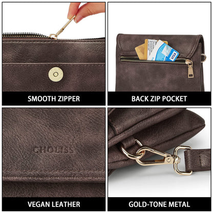 CHOLISS Small Crossbody Bags for Women, Vegan Leather Cell Phone Purse, Mini Travel Purse with Adjustable Strap