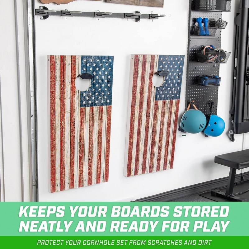 GoSports Wall Mounted Cornhole Board Hangers - Set of 2 - Includes Bean Bag Tote