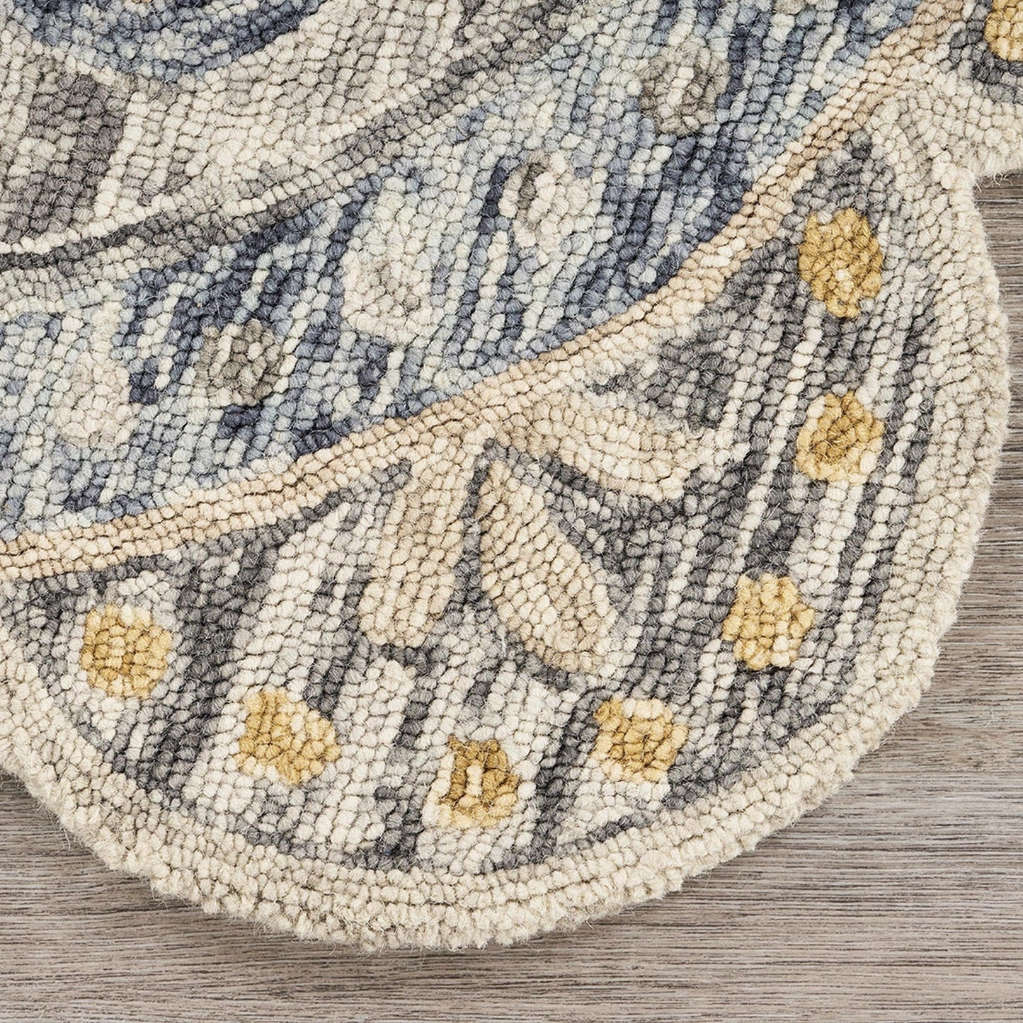 LR Home 6ft Scalloped Round Indoor Wool Area Rug for Home Decor | Rugs for Living Room, Bedroom, Playroom, Entryway, Office | Handmade Modern Farmhouse Boho Area Rug for Room Decor | Gray/Beige