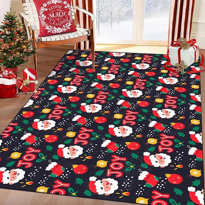 4' X 6' Christmas Area Rugs Xmas Rug Indoor for Living Room Bedroom Dining Room Laundry Nursery Classroom Santa Claus Carpet for Kids Girls Boys Floor Mat Pad Cute