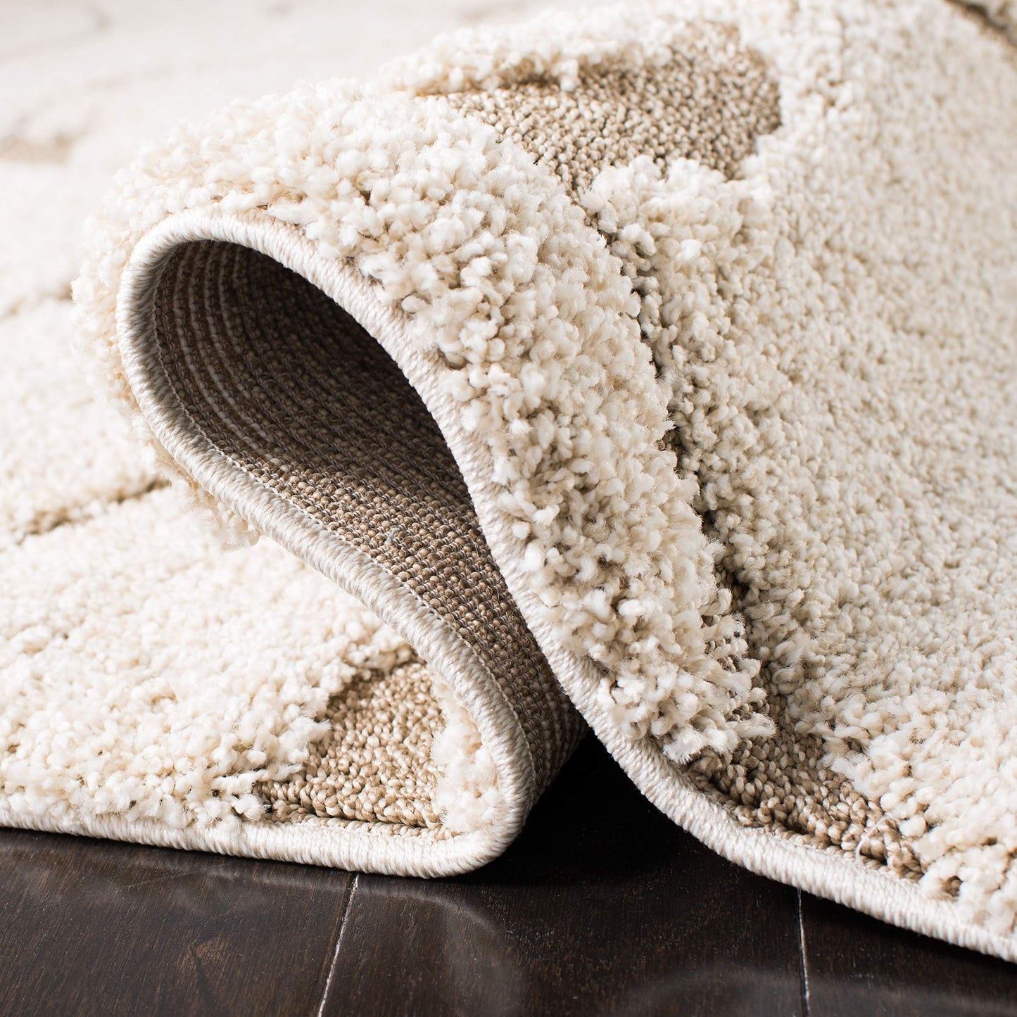 SAFAVIEH Florida Shag Collection Accent Rug - 2'3" x 4', Cream & Beige, Scroll Design, Non-Shedding & Easy Care, High-Low Plush Pile, Ideal for Bedroom, Foyer, Hallway (SG455-1113)