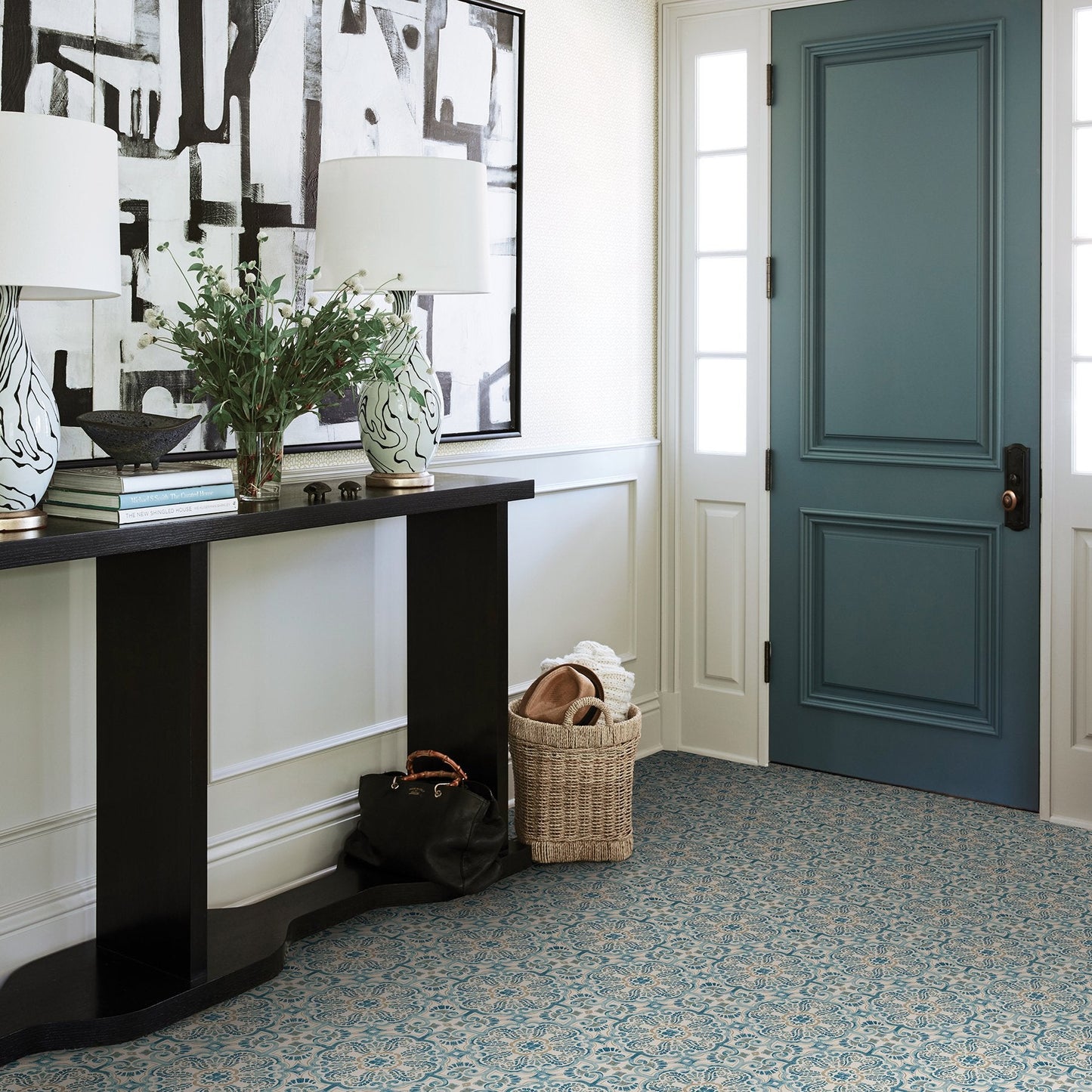 WallPops FP2477 Fontaine Peel & Stick Floor Tiles, Blues, Set of 10 Pieces,12 x 12 inches