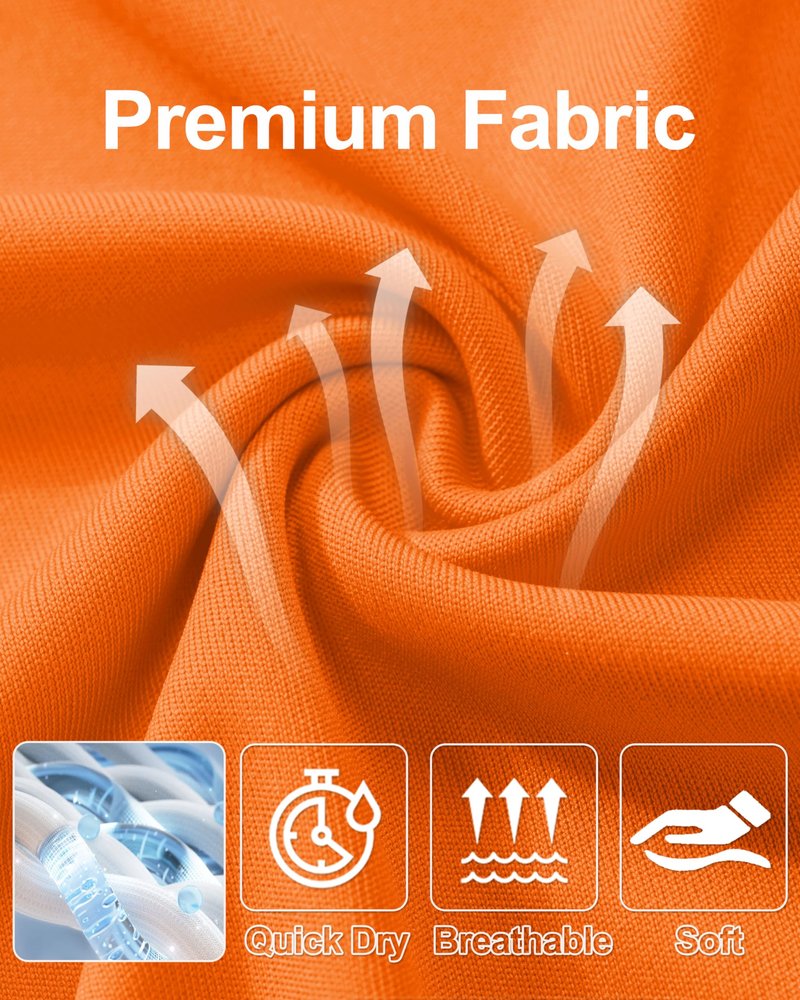 MAGCOMSEN UV Shirts for Men Rashguard Long Sleeve Sun Running Workout Fishing Hiking Quick Dry Swim UPF 50 Shirts Orange