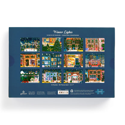 Galison Winter Lights Christmas Countdown – 12 Days of Puzzles Featuring Images of Winter City Fun