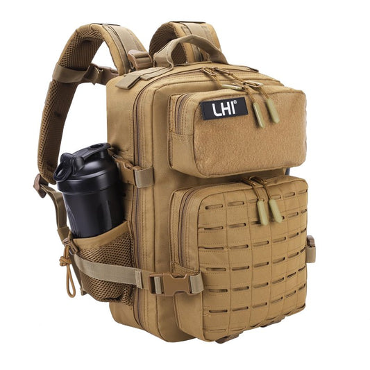 LHI Tactical Military Backpack for Men 25L Small Molle Army Assault Pack 3 Day Hiking Rucksack With Bottle Holder