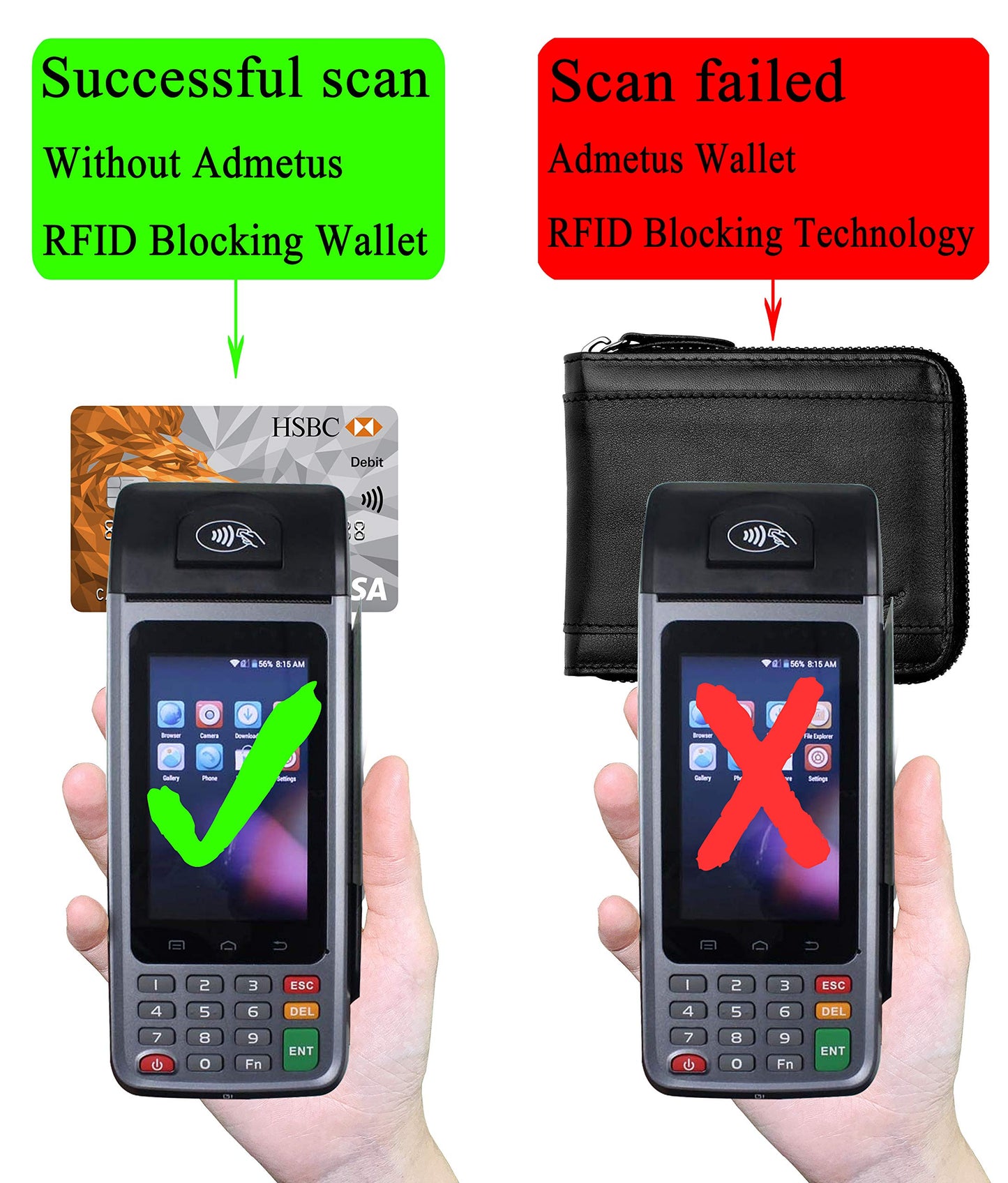 Admetus Wallet for Men Zipper Leather Wallet for Men Bifold RFID Blocking Card Holder black10