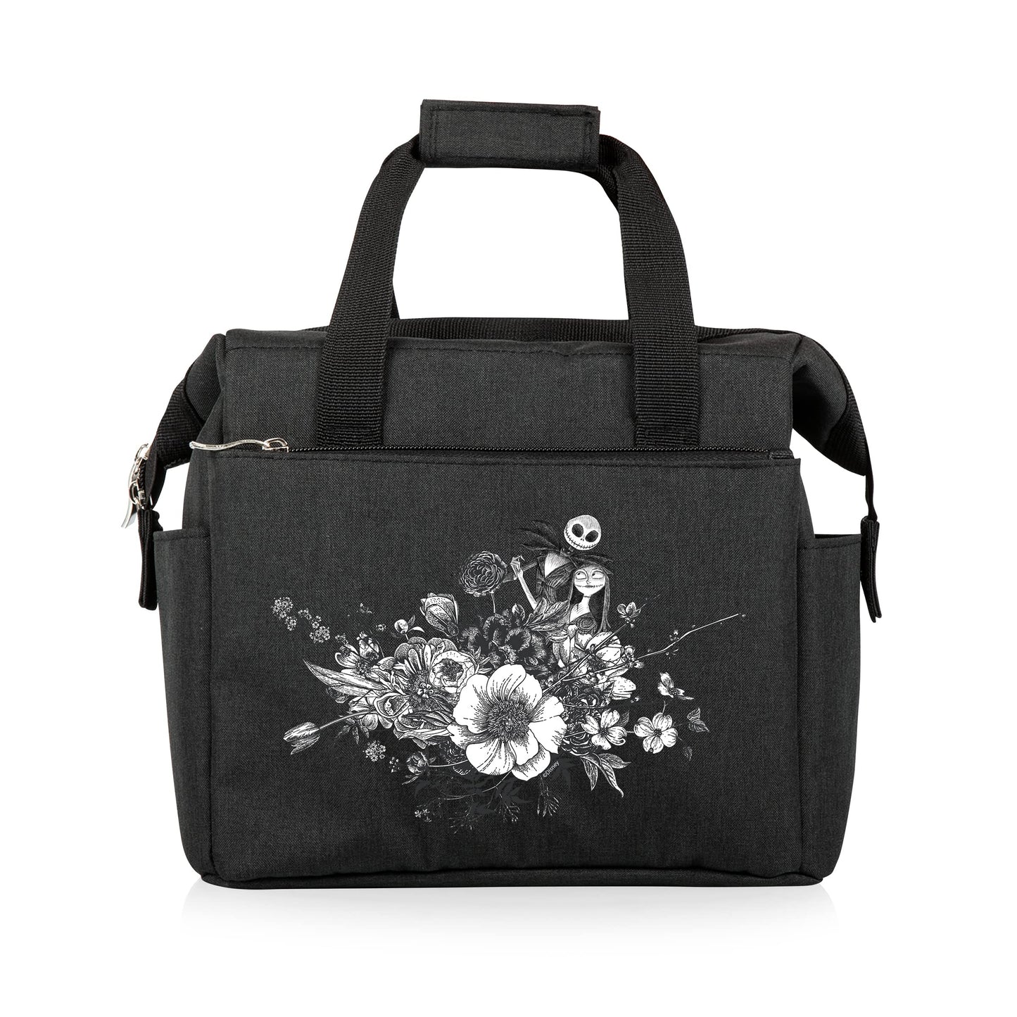 PICNIC TIME Disney Nightmare Before Christmas Jack & Sally On The Go Lunch Bag, Soft Cooler Lunch Box, Insulated Lunch Bag, (Black) 10 x 6 x 10.5