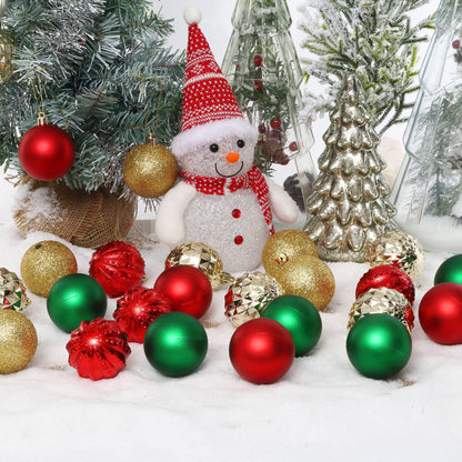 45Pcs 6cm/2.36inch Christmas Balls Glitter Ornaments Set, Shatterproof Plastic Xmas Tree Hanging Ornament, Christmas Decorations Balls for Holiday Festival Wedding House Bar Party(Red/Gold/Green)