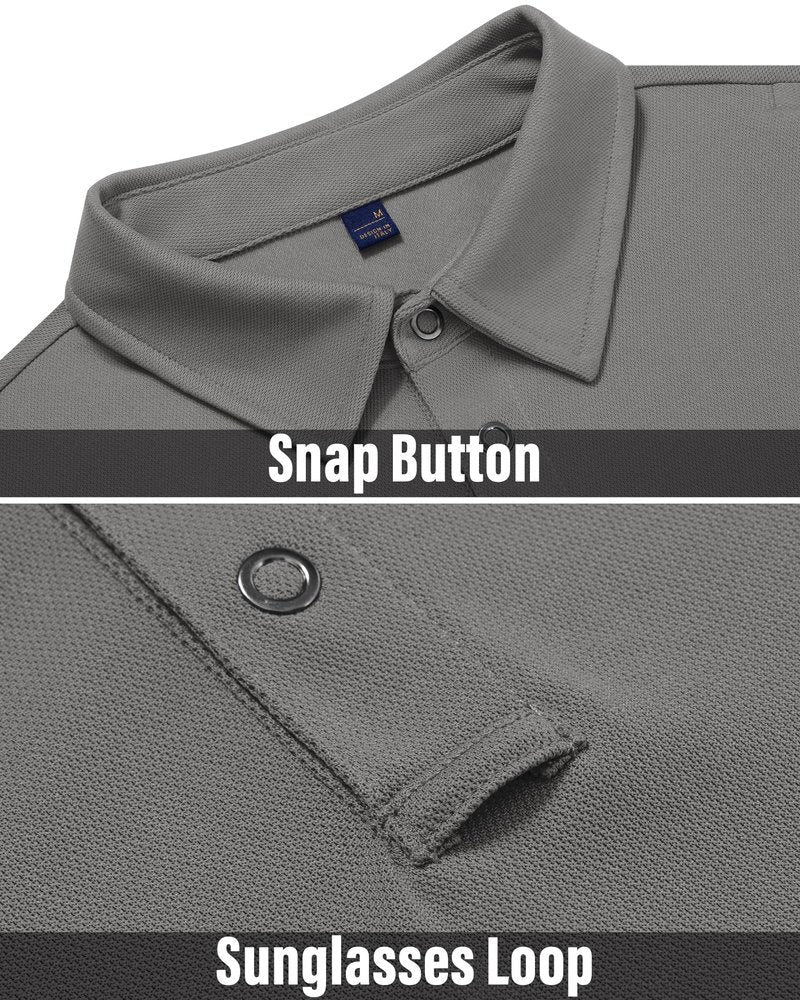 Alimens & Gentle Tactical Polo Shirts for Men Short Sleeve Performance Stretch Golf Shirt Quick Dry Work Sport Casual Tops M Grey