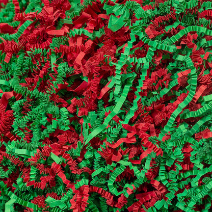 Mefleet 1 LB Crinkle Cut Paper Shred Filler Green & Red Crinkle Shredded Paper for Gift Box - Gift Basket Bag Filler - Grass Cushion Stuffing for Christmas Holiday Packaging Wrapping