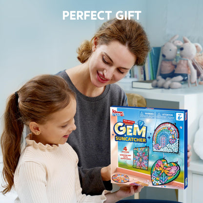 Klever Kits Suncatcher Craft Kit for Children,4 Designs Arts and Crafts for Kids Age 6 7 8 9-12,Gem Diamond Painting Craft Kits,Window Gem Art Set,Birthday Gift for Girls Age 6-12
