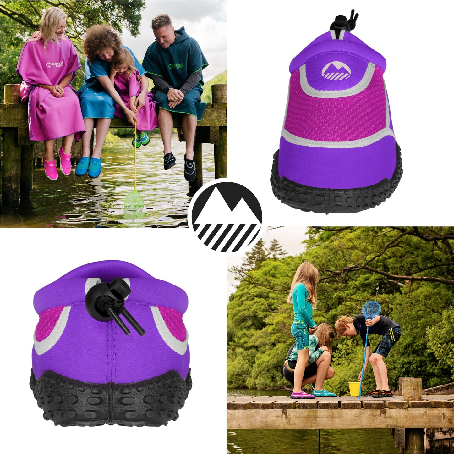 Lakeland Active Girl's Eden Aquasport Water Shoes Holiday Surf Sea Barefoot Swimming Paddleboard - Purple/Pink/White - 3 UK