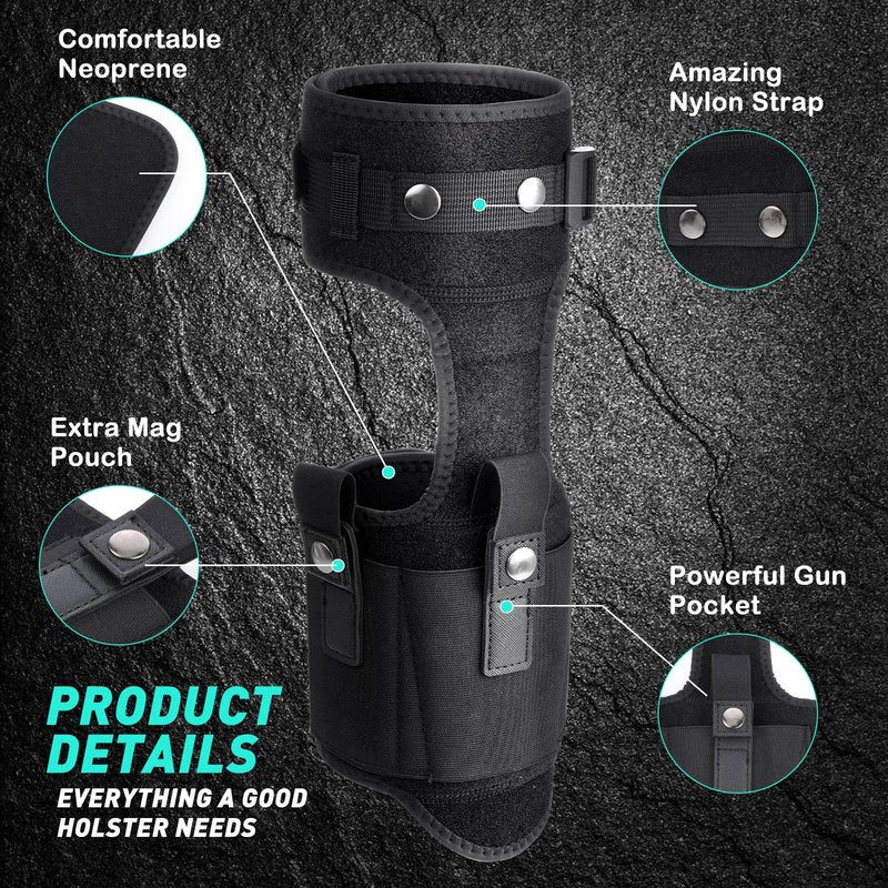 Funnysoft Ankle Holster for Concealed Carry Gun Leg Carry Pistol Holster with Pouch Compatible with Glock 43 26 19 SIG-P365 Ruger LCP 9mm 380 Adjustable Fit for Men Women(Classic)