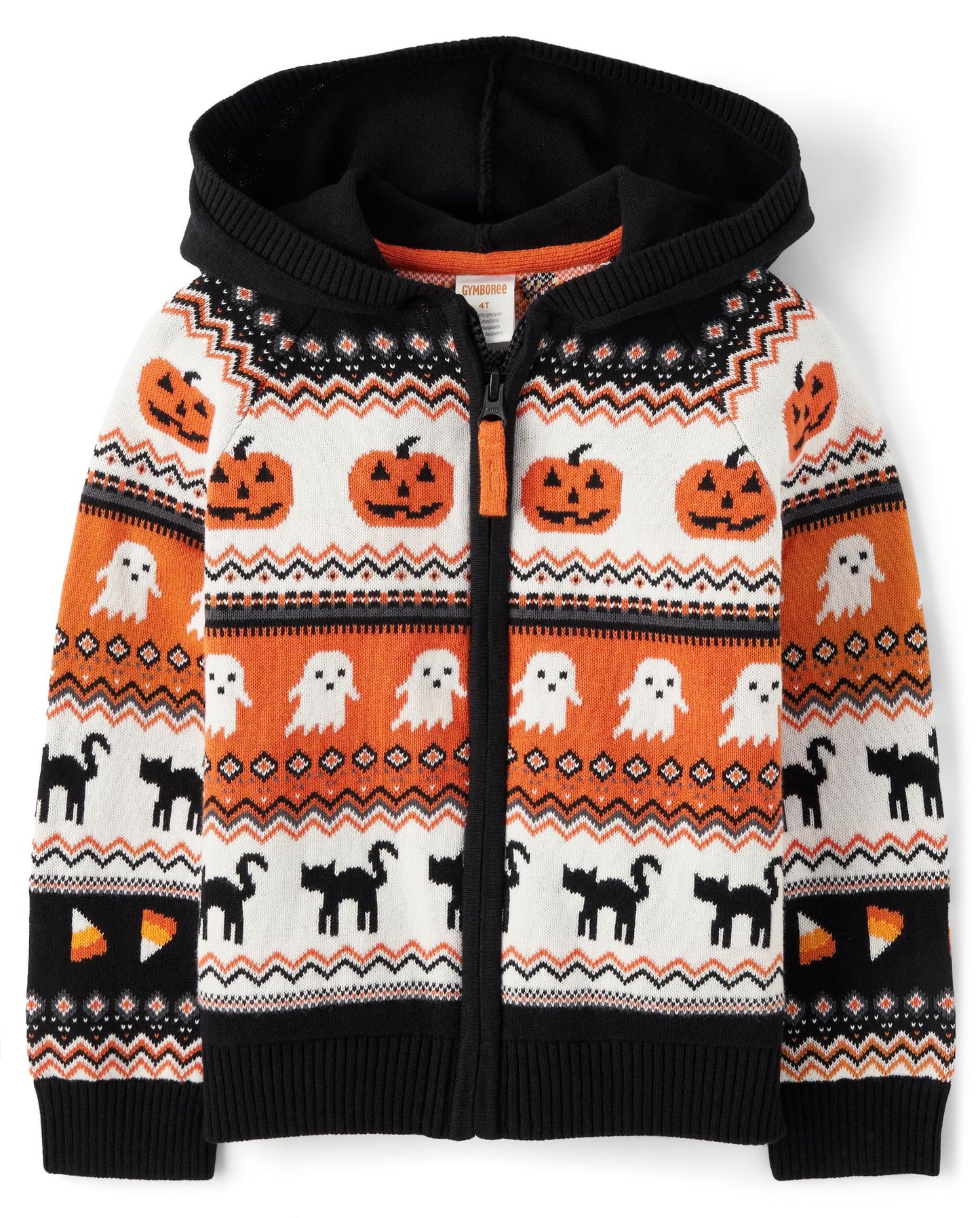 Gymboree,and Toddler Long Sleeve Zip Up Hoodie,Pumpkin Black,7