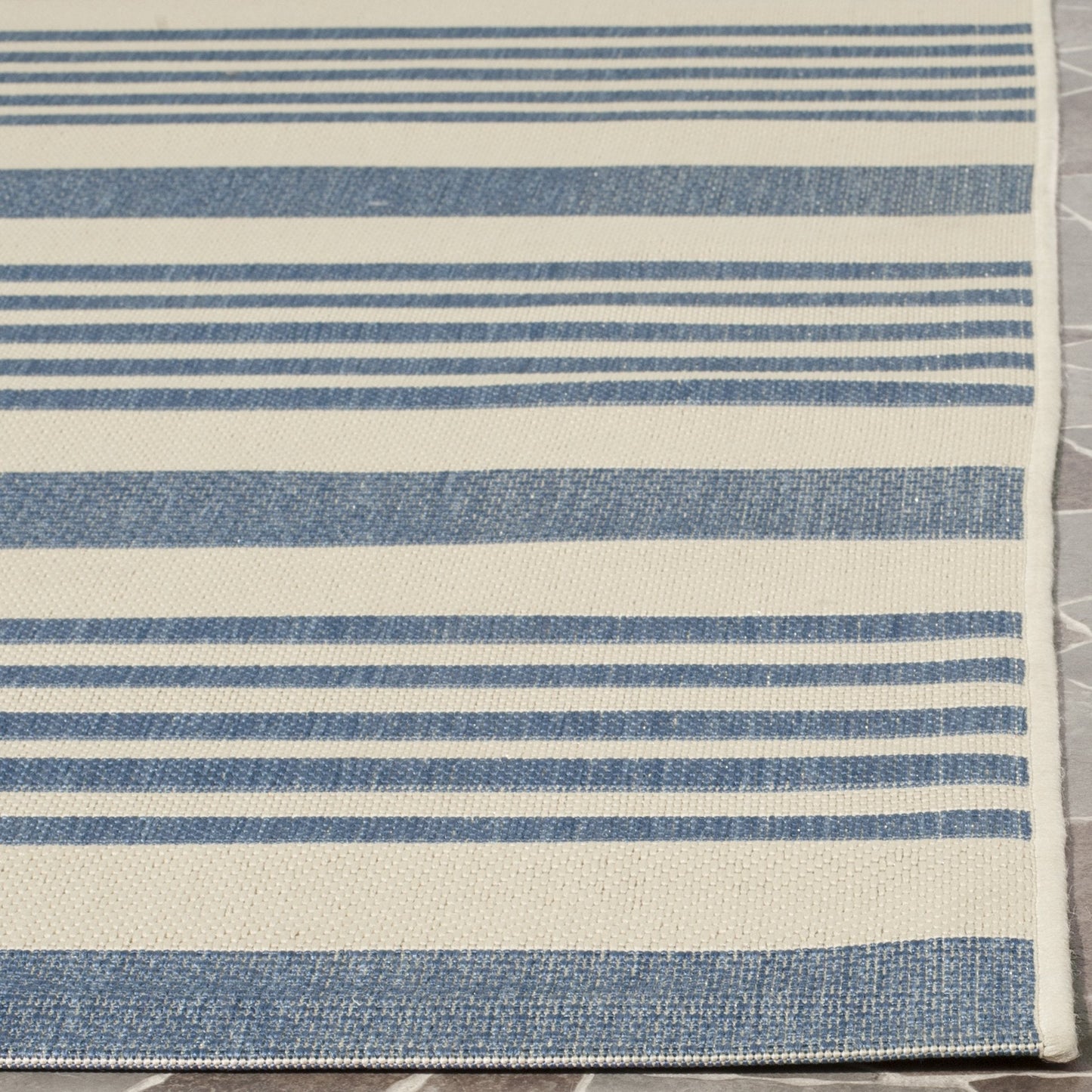SAFAVIEH Washable Rug Outdoor Courtyard Collection - 9' x 12', Beige & Blue, Non-Shedding & Easy Cleaning, Ideal for Patio, Backyard, Mudroom (CY6062-233)