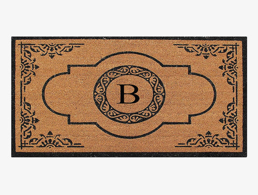 A1HC Natural Coir Monogrammed Doormat, Heavy Duty Anti-Shedding Front Door Mat, Personalized Welcome Mat for Outside, Porch, Entrance, Easy Clean Entryway Door Mat - 36" x 72"
