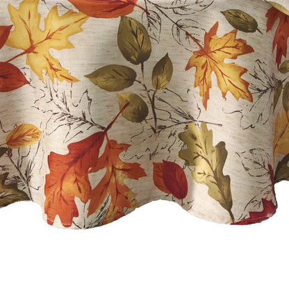 Elrene Home Fashions Autumn Leaves Fall Printed Tablecloth, Polyester, Multi, 70" Round (Tablecloth)