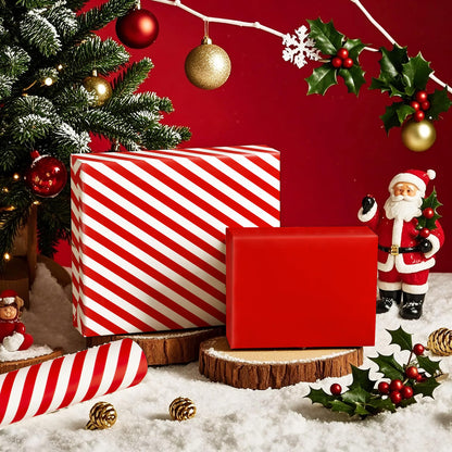 WRAPAHOLIC 30 Inch Reversible Wrapping Paper - Jumbo Roll Red and Stripes Design for Birthday, Holiday, Wedding, Baby Shower Wrap - 30 inch x 33 feet