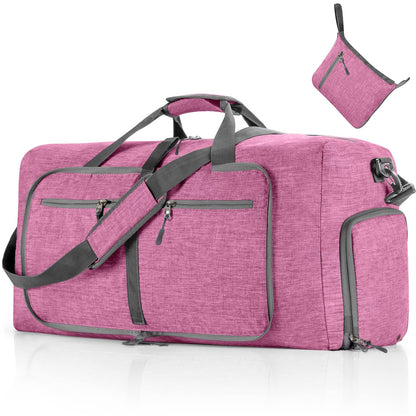 Travel Duffle Bag for Men, 85L Foldable Travel Duffel Bag with Shoes Compartment Overnight Bag for Men Women Waterproof & Tear Resistant (Light Purple)