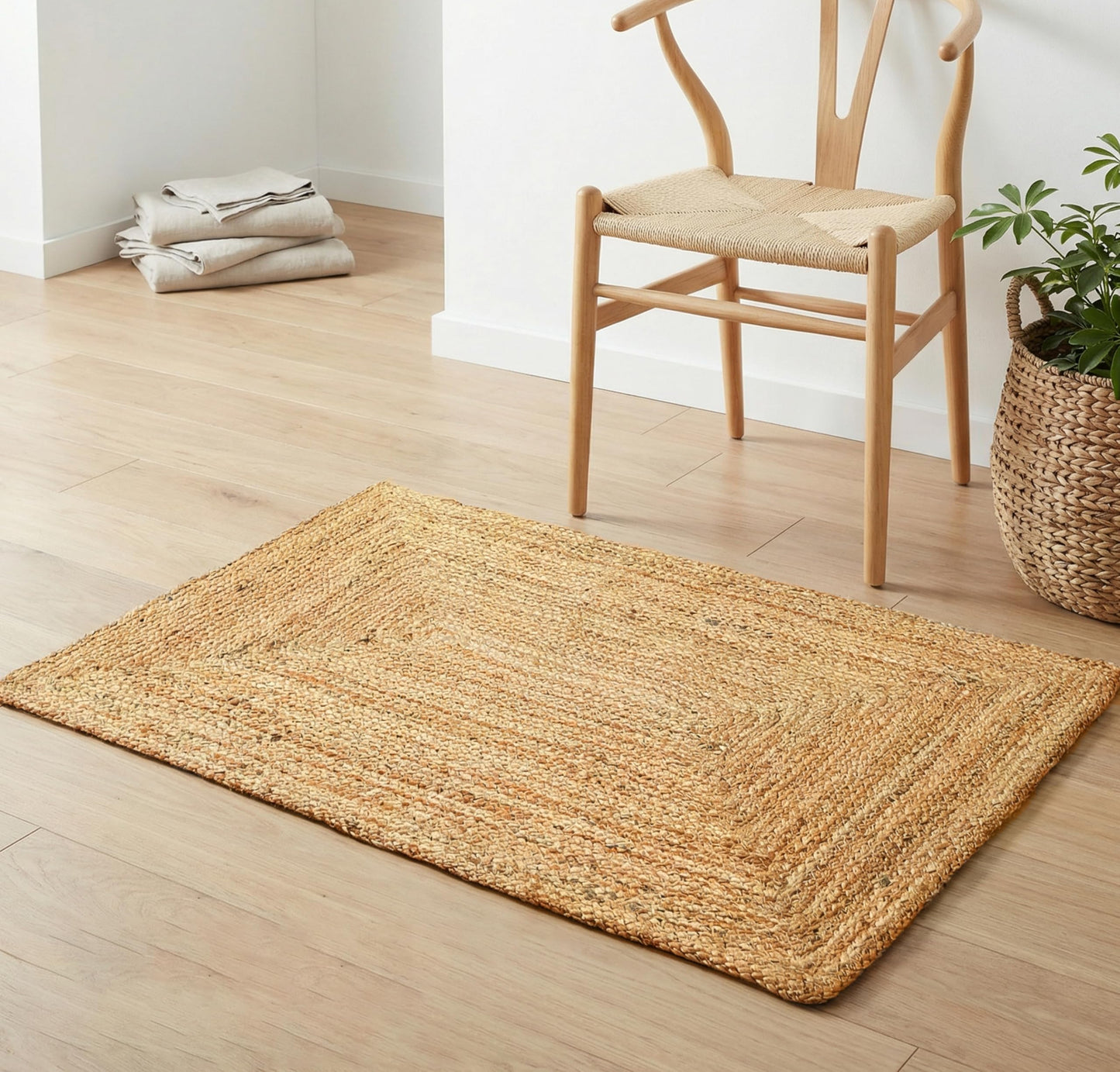 Jute Braided Small Rug, Natural - 2x3 Feet, Accent Reversible Hand Woven Doormat for Entryway, Kitchen, Living Room, Nursery | Rustic Neutral Front Door Floor Mat for Outdoor/Indoor Use - 24x36 Inches