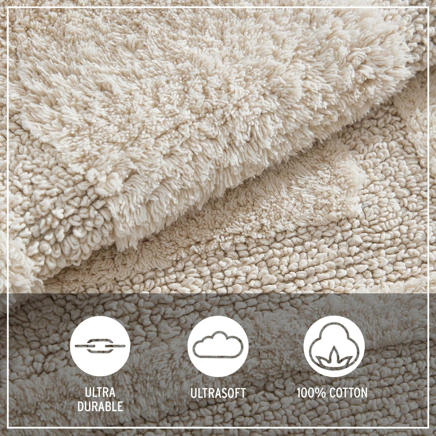 Eddie Bauer - Bathroom Rug, 100% Soft Plush Tufted Cotton Bath Rug, Highly Absorbent, Quick-Dry, and Skid-Resistant Backing (Logan Beige, 24" x 40")