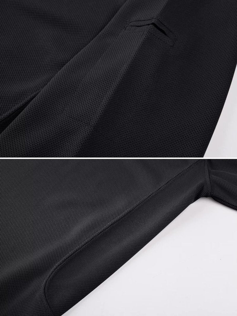 MAGCOMSEN Mens Black Polo Shirts Short Sleeve Golf Shirts Pique Polo Combat Shirt Tactical Shirt M