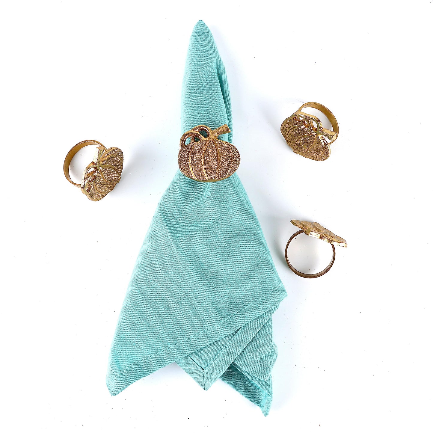 Set of 12 Decorative Metal Napkin Ring - Antique Copper Pineapple Lightweight Napkin Rings - Table Accents for Elegant Dining, Weddings & Everyday Celebrations (Gold)- ALPHA Living HOME