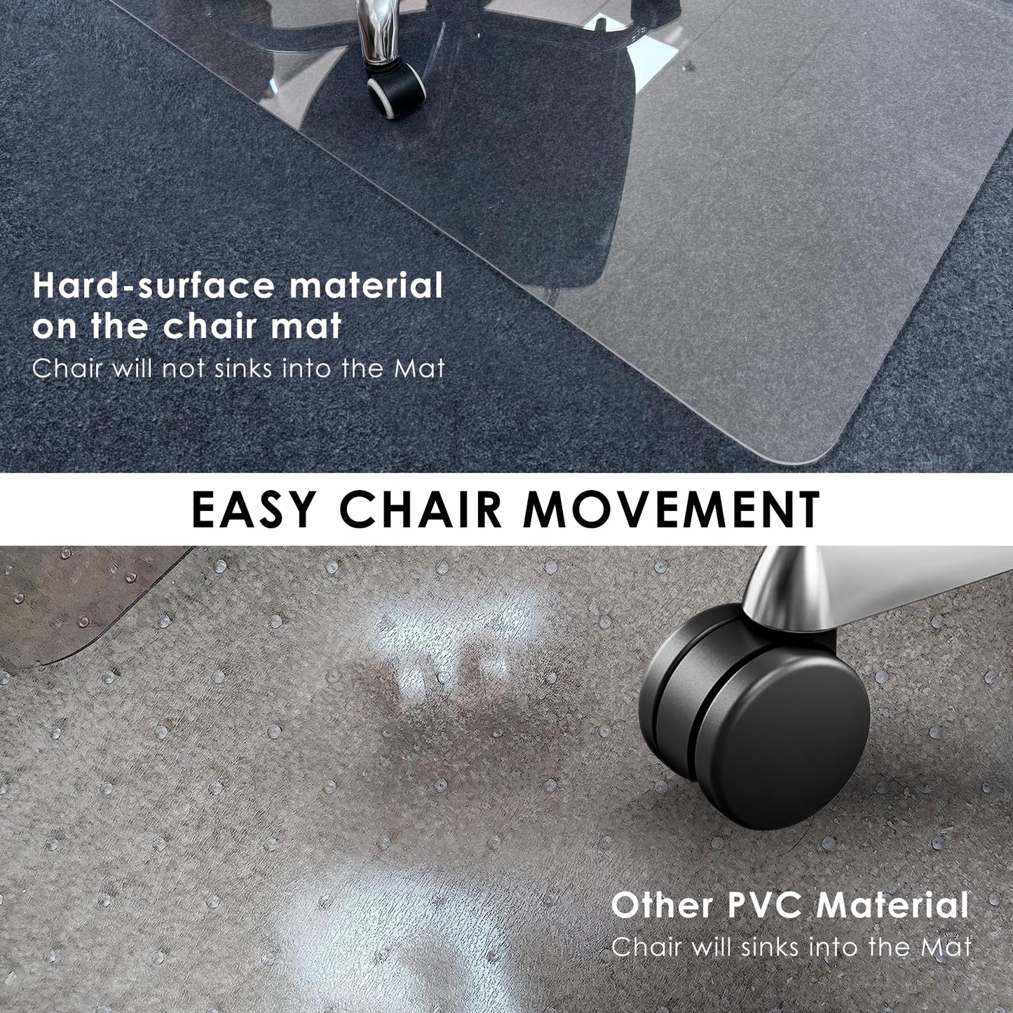 Kuyal 2 Pack 1/5" Thick Office Chair Mat, 40" x48" Heavy Duty Hard Computer Chair Mat, Under Desk Protector Carpeted Floors Mats, Easy Chair Movement, Can be Used on Carpet or Hard Floor, Ship Flat