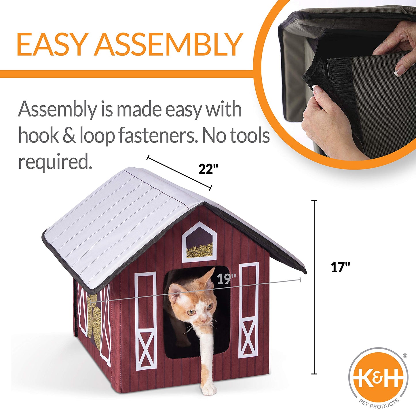 K&H Pet Products Outdoor Kitty House Cat Shelter (Unheated) Barn Design 19 X 22 X 17 Inches