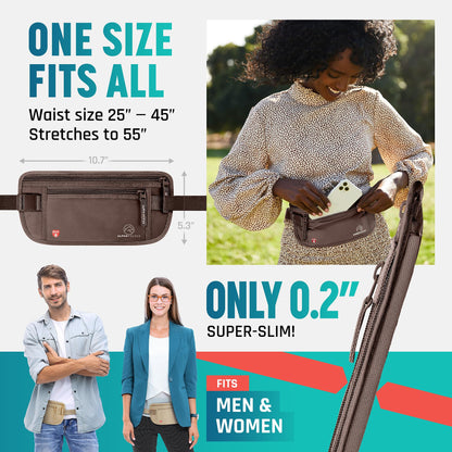 Hidden Money Belt for Travel for Men, Waist Wallet Anti Theft, RFID Passport Holder For Travel Men Or Women, Money Pouch, RFID Passport Holder