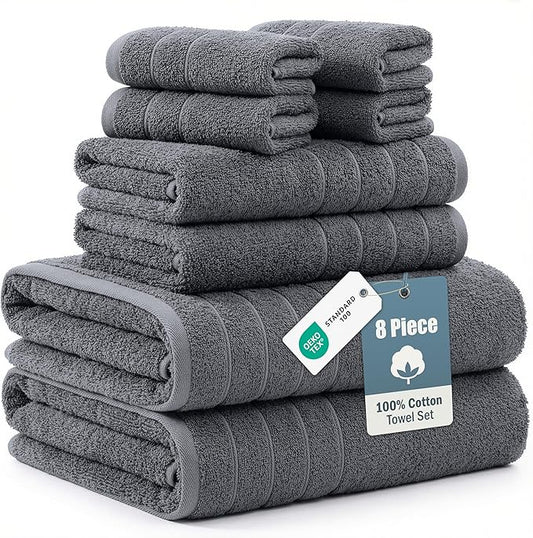 Casa Platino Premium Cotton Bath Towel Set 8 Pcs