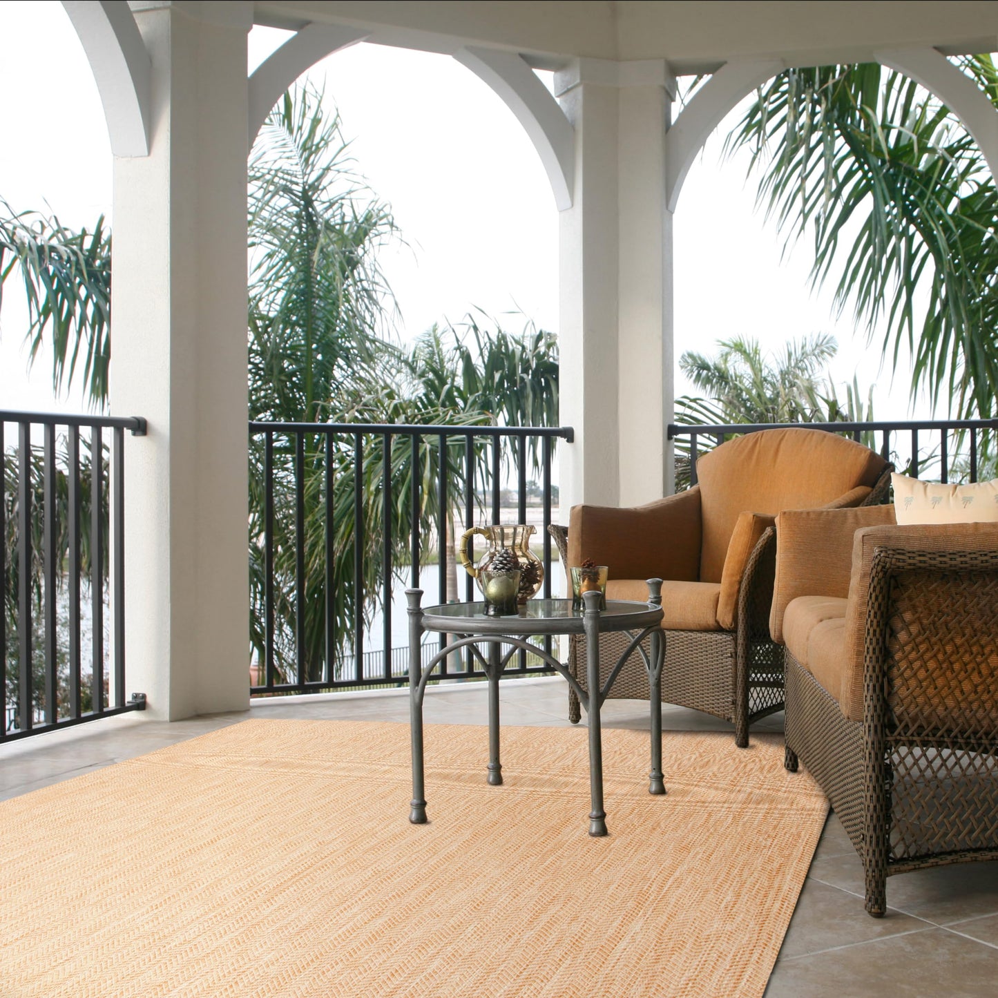 SAFAVIEH Washable Rug Outdoor Courtyard Collection - 10' x 14', Natural & Cream, Non-Shedding & Easy Cleaning, Ideal for Patio, Backyard, Mudroom (CY8022-03012)