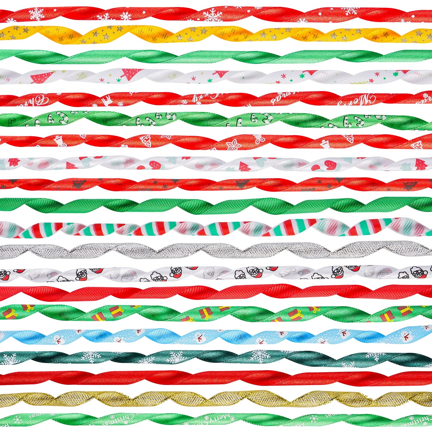LIUYAXI 20 Rolls 100 Yards Christmas Ribbon for Gift Wrapping,3/8 Inch Christmas Ribbon,Christmas Satin Grosgrain Ribbon for Crafts DIY Holiday Christmas Decorations