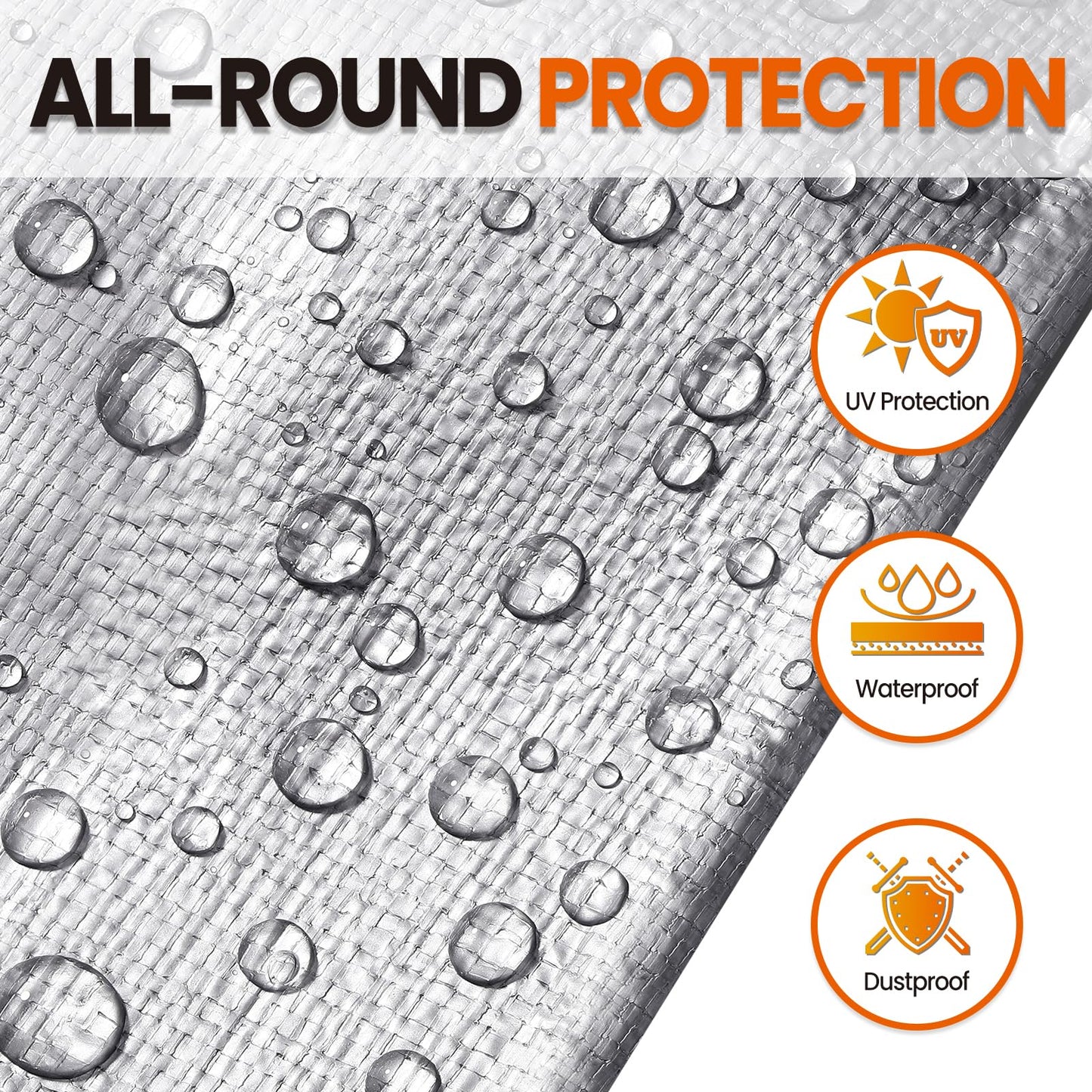 SpacEver 10x12 FT Tarp Waterproof, 16 Mil Tarps Heavy Duty Waterproof Multipurpose Protective Cover UV Resistant Rip & Tear Resistant with Grommets Reversible for Home Boats Cars Camping
