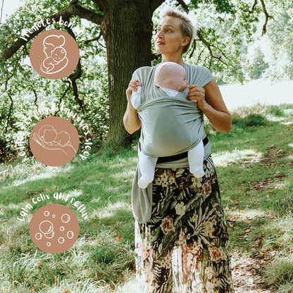 Baby Sling Wrap Newborn to Toddler Carrier 7-35lb - Soft Stretchy Baby Wrap Sling - Safety Tested - Hands-Free Baby Wrap Carrier - Newborn Sling (Sage)