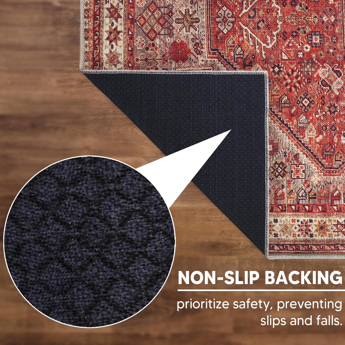 Keen Home Design 5x7 Rug - Machine Washable Area Rug with Non-Slip Backing, Ideal for Living Room, Dining Room, Bedroom - Vintage, Easy Clean, Durable, Low Pile Rug - (5' x 7')