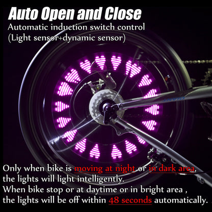 DAWAY A08 Bike Tire Valve Stem Light - LED Waterproof Bicycle Wheel Lights, Fun Mini Bycicle Accessory, for Burning Man, Christmas, Halloween, Thanksgiving, Birthday, 1 Pack, Pink Graphics