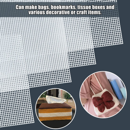 LYLIDIA 6PCS Plastic Canvas Sheets 6 Count Mesh for DIY Crafts, White Needlepoint Canvas for Embroidery, Crafting, Knit, Crochet Projects, Cross-Stitch, Bag Making